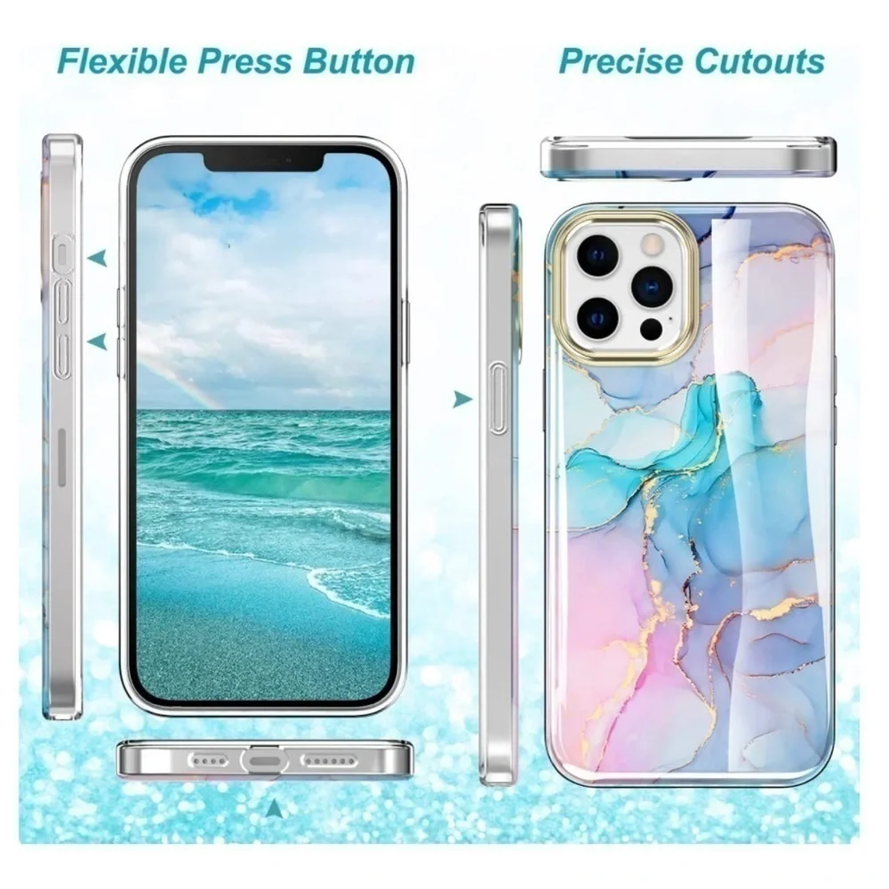 iPhone 12 Pro Max Case Silky and Soft Touch Series Full Body Marble pastel